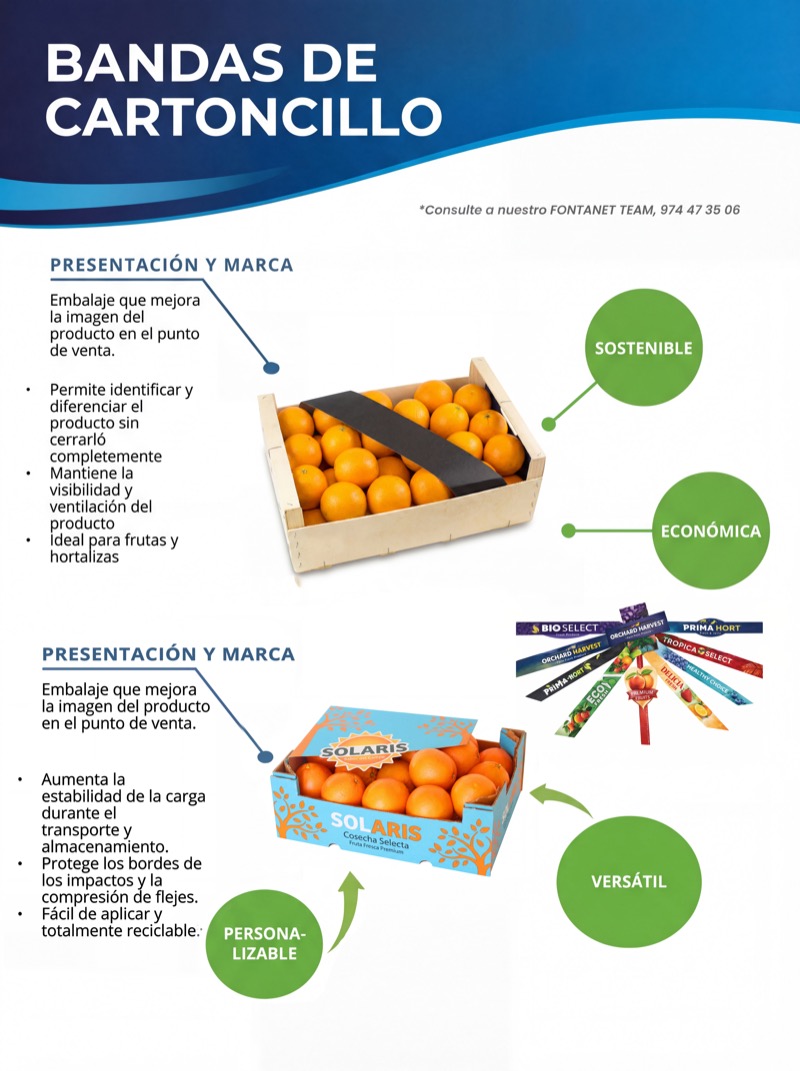 Bandas de Cartoncillo - Cajas y soluciones de cartón para centrales hortofrutícolas | Fontanet Group